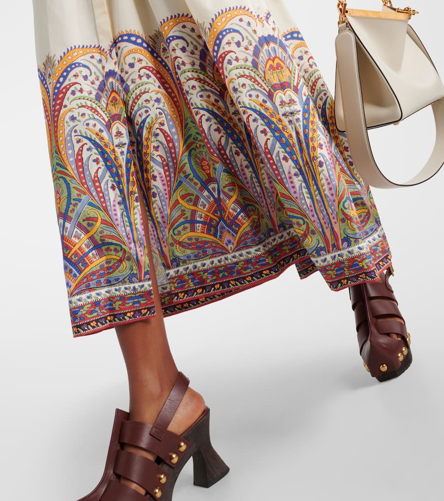 Paisley cotton midi shirt dress