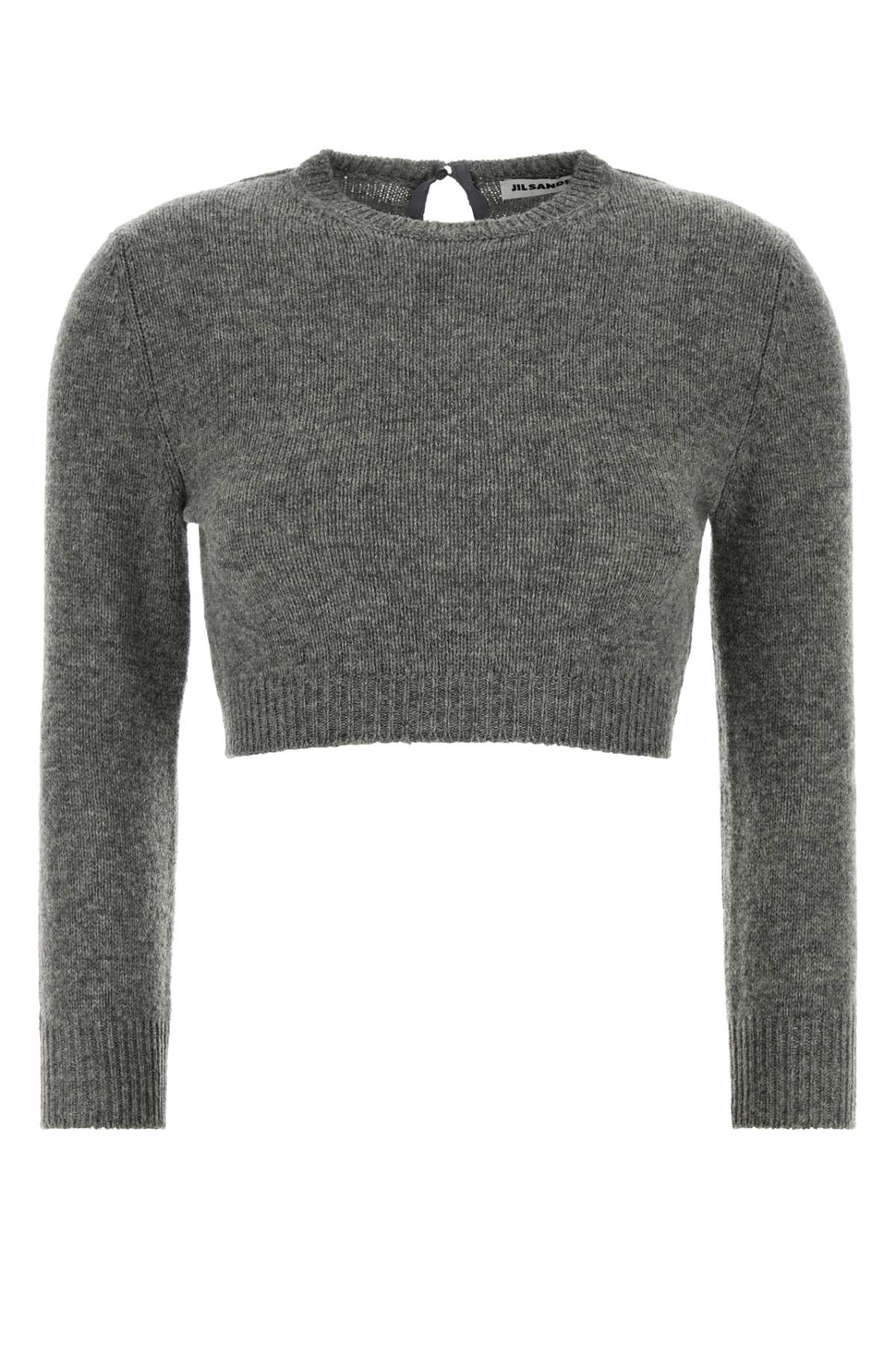 Wool Blend Crop Sweater — Gray