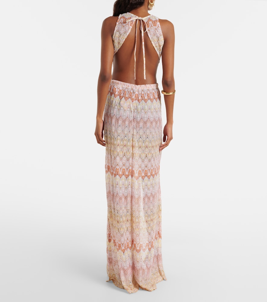 Open-back lamé jumpsuit