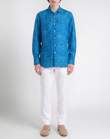 Man Shirt Azure Size L Linen