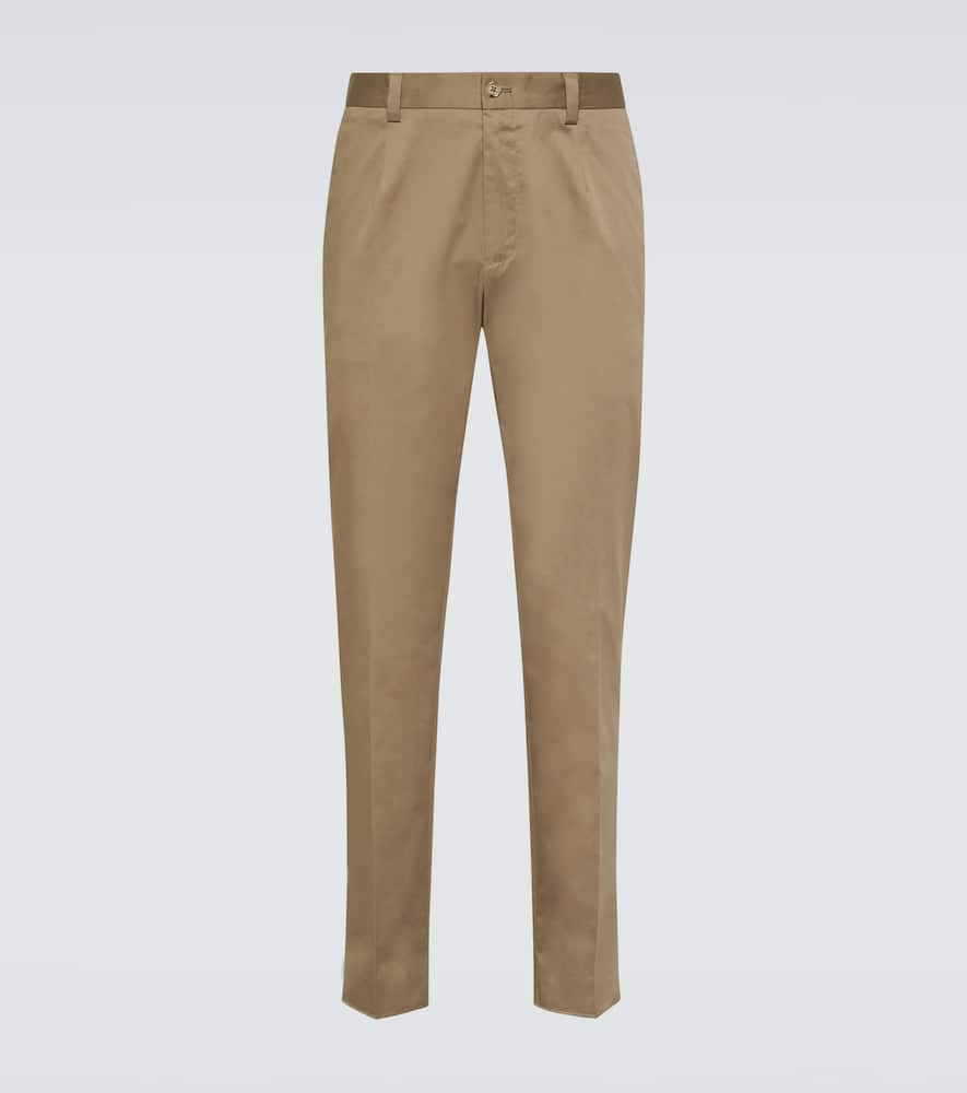 High-rise cotton-blend chinos