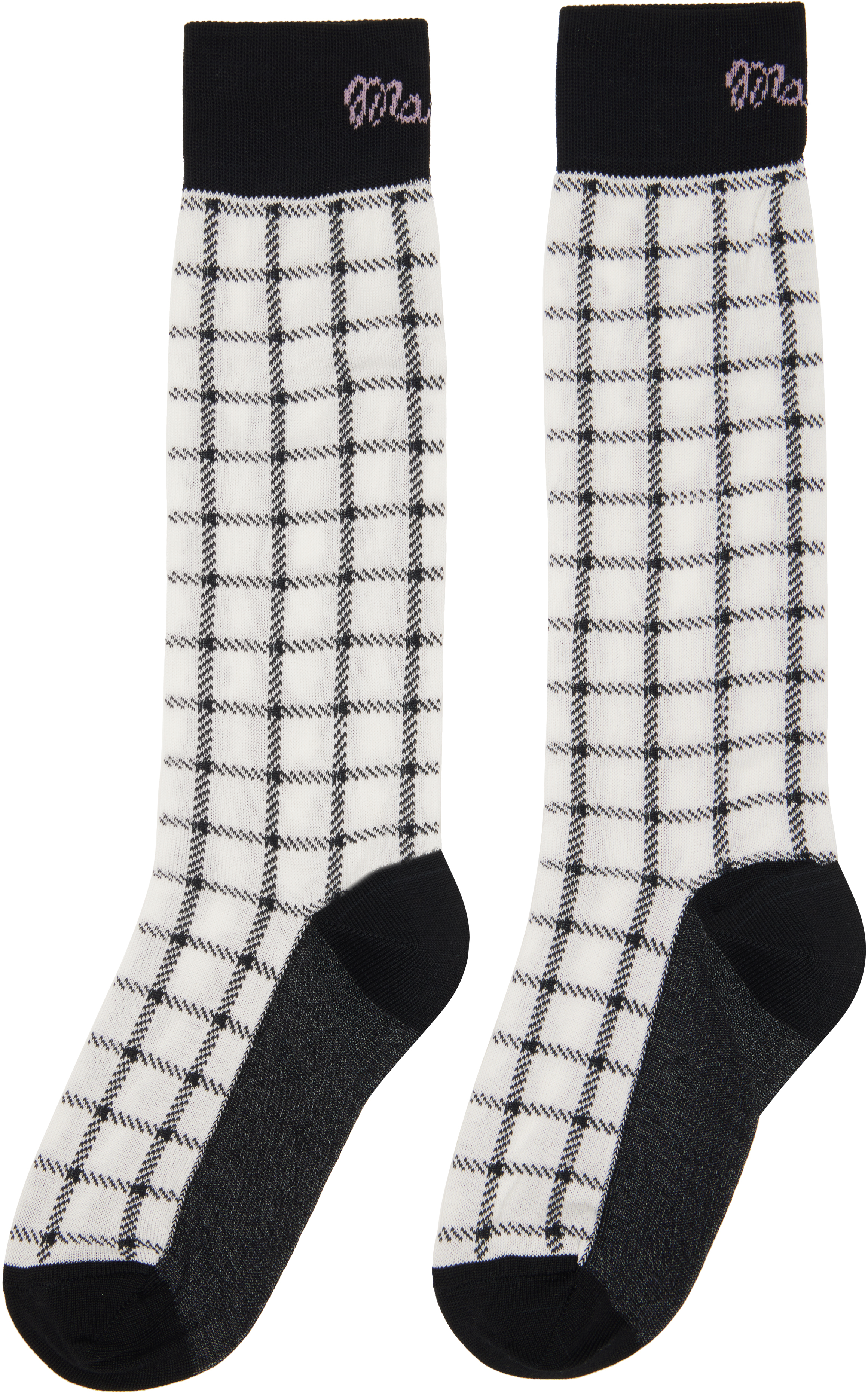 Black & White Jacquard Check Socks