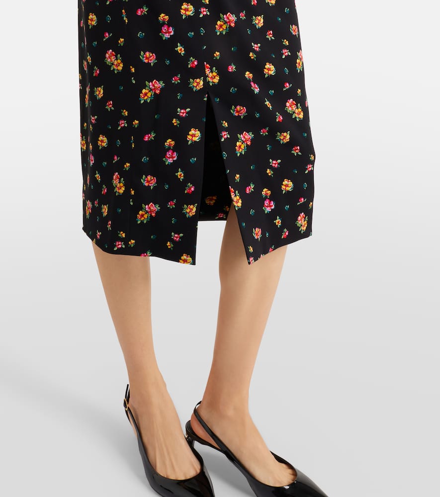 Floral silk-blend midi dress