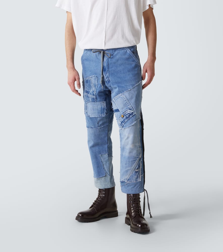 Patchwork straight jeans