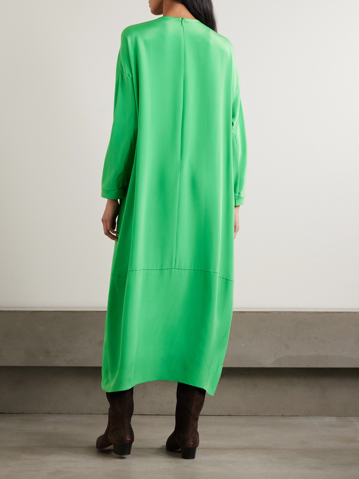 Silk Crepe De Chine Maxi Dress - Green