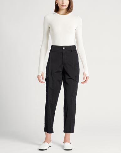 Woman Pants Black Size 2 Cotton, Linen