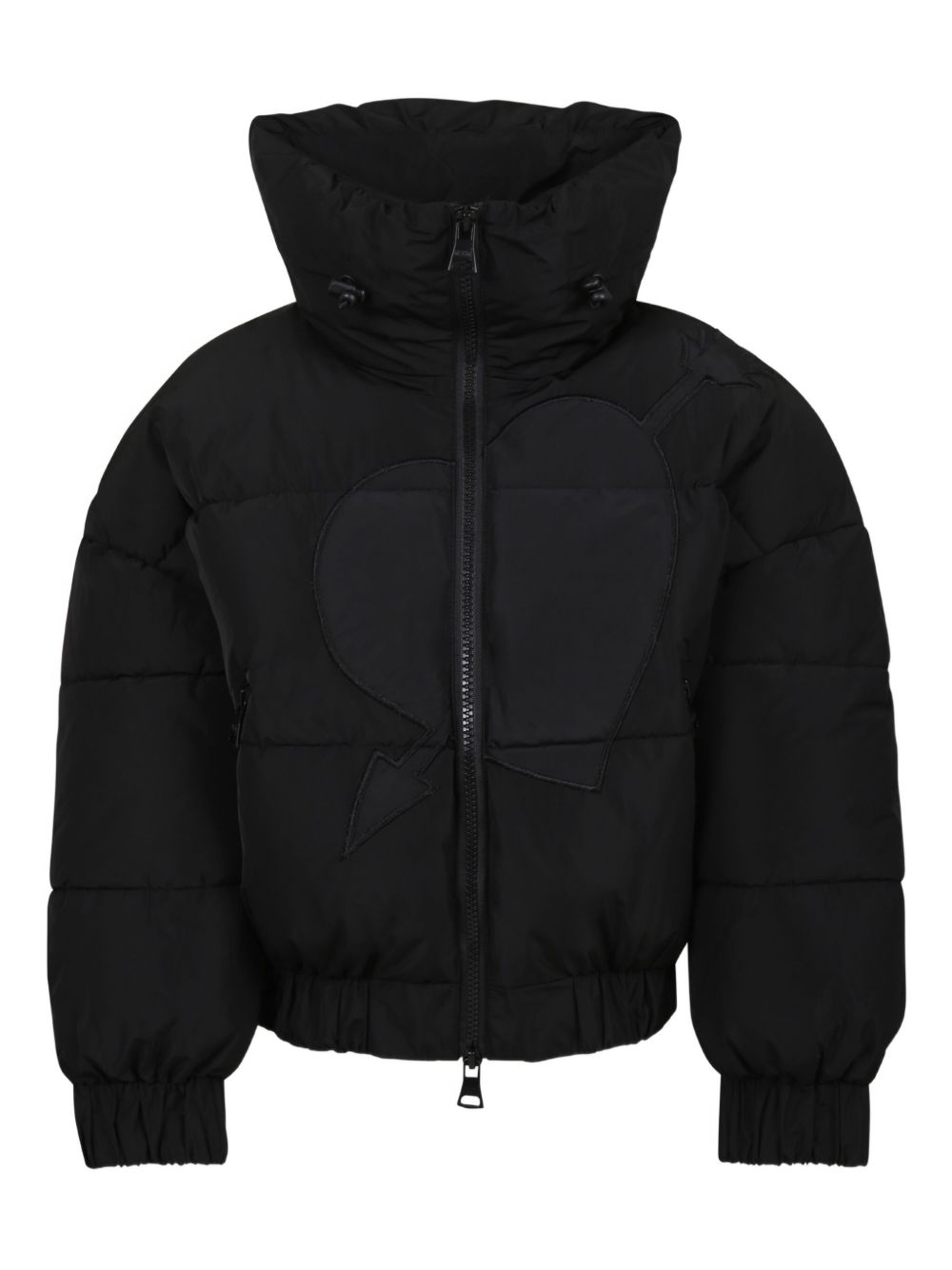 Heart-applique puffer jacket - Black