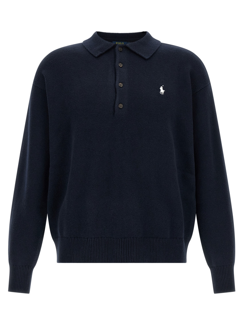 Polo Ralph Lauren - cotton knit polo collar sweater ribbed cuff