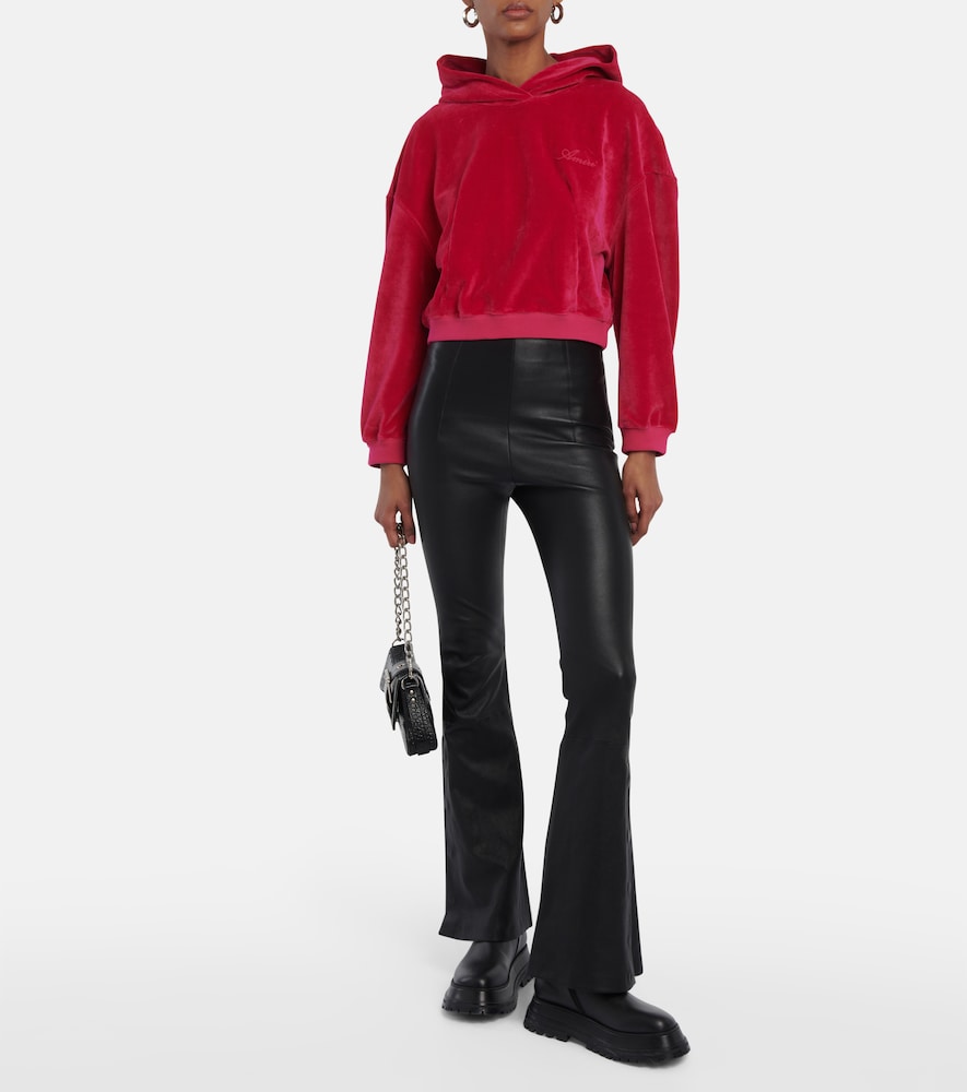 Cropped velour hoodie