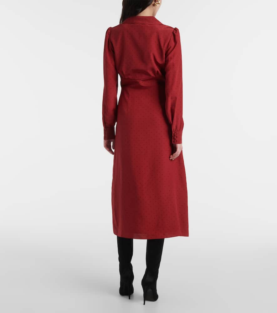 Polka-dot silk midi dress