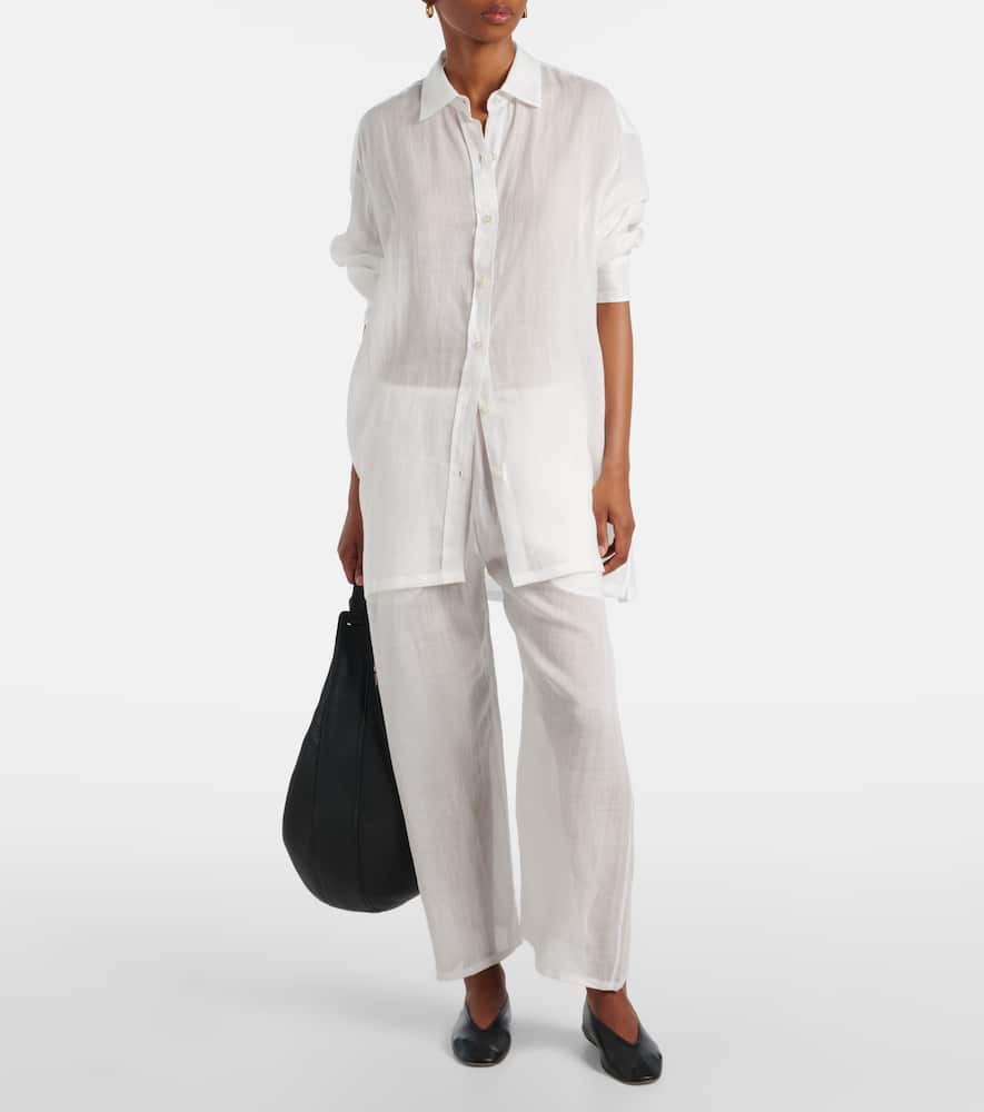 Niko ramie cropped barrel-leg pants