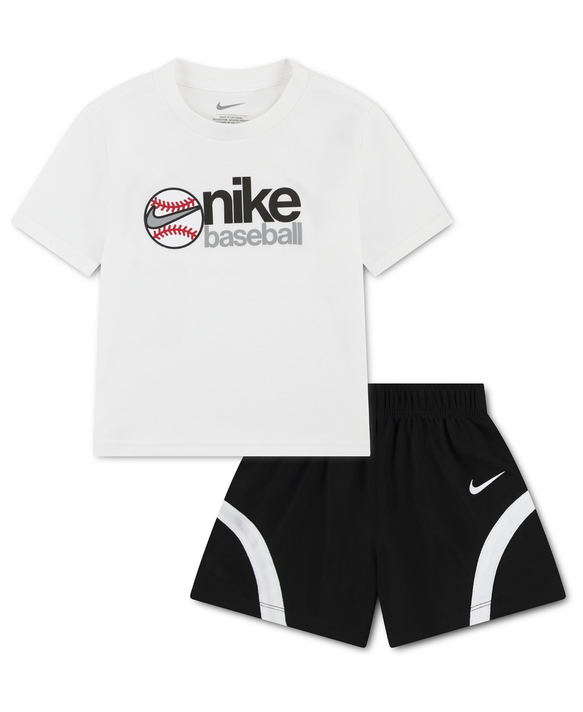 Toddler Boys' 2T-4T Baseball Graphic T-Shirt and Mesh Shorts, 2-Piece Set - White/Black