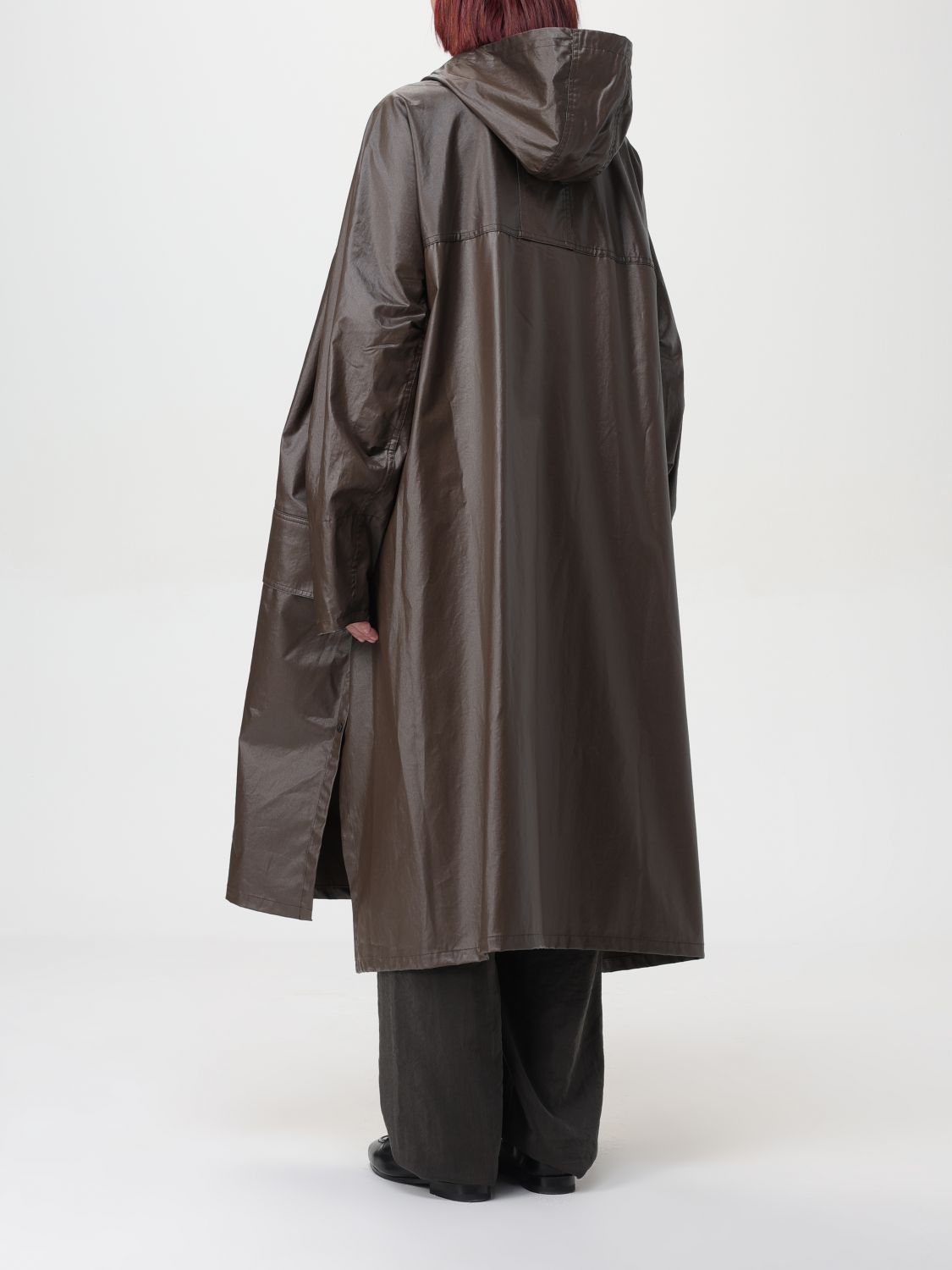 Hooded cotton raincoat - Brown