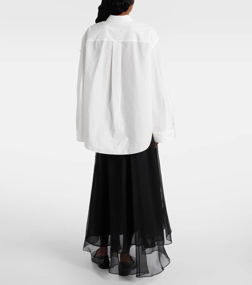 Embroidered cotton-blend poplin shirt