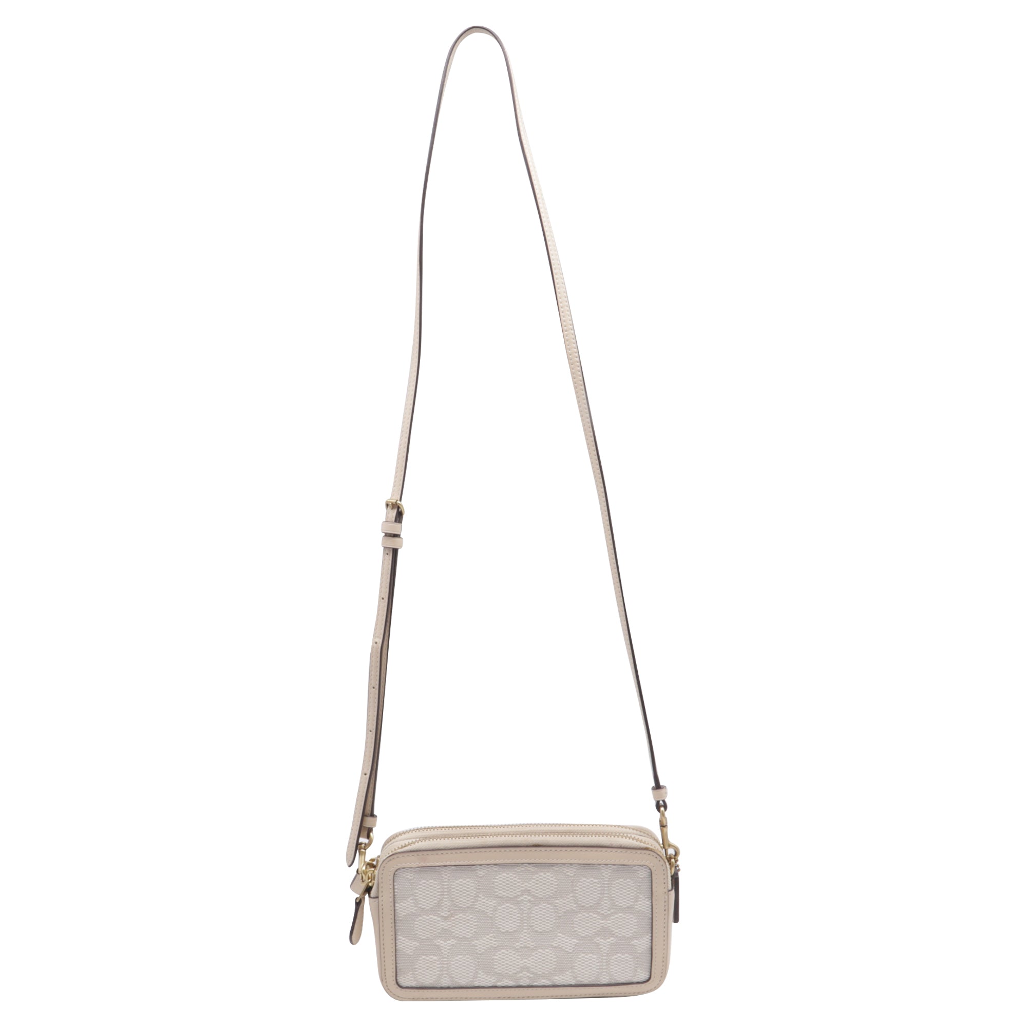 Kira Signature Jacquard Crossbody Bag in Ivory Canvas