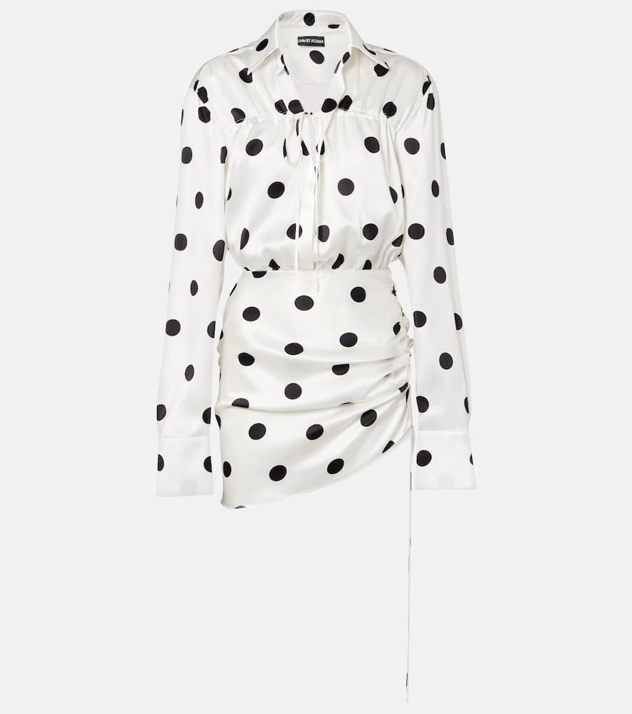 Polka-dot silk satin minidress
