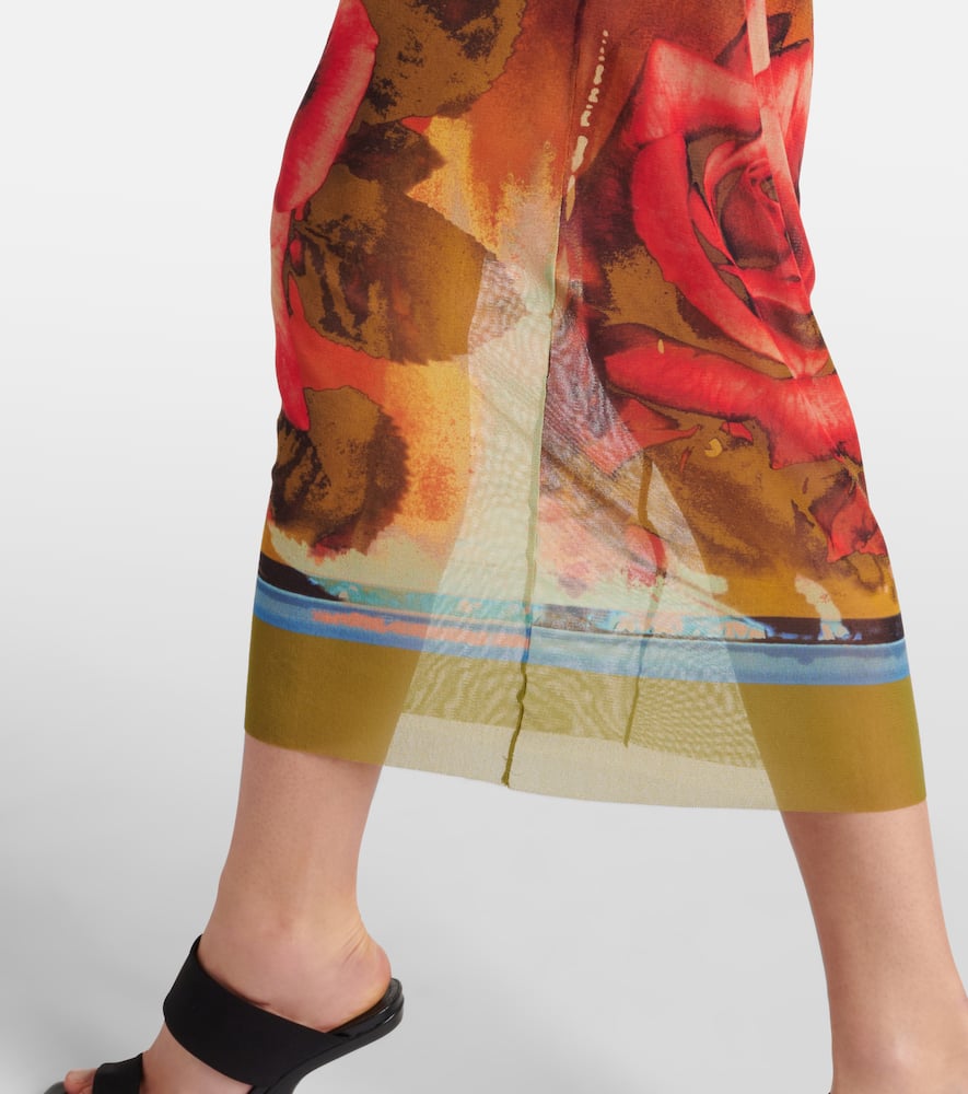 Floral semi-sheer midi dress