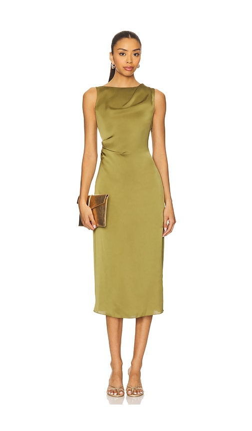 Theory Shoulder Drape Dress in Olive.  6. Also in