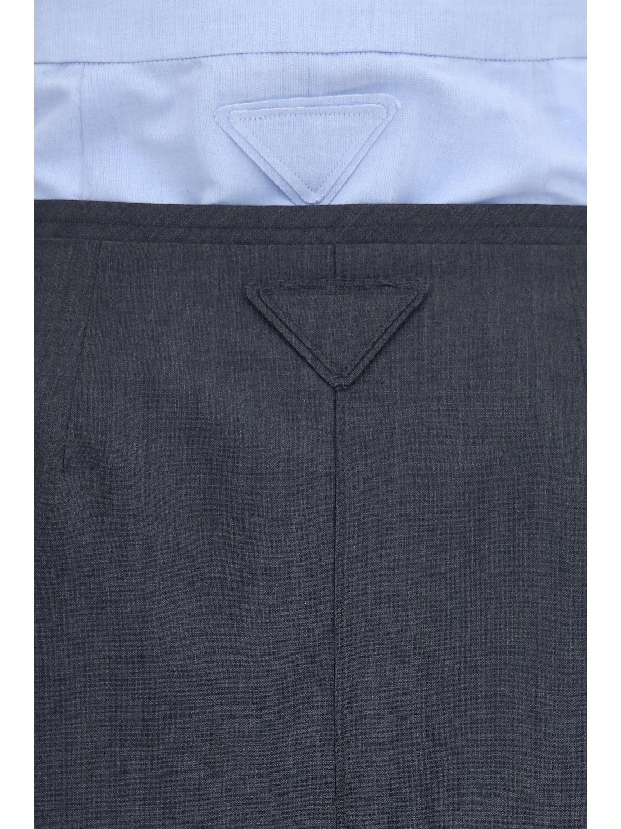 Cotton-Linen Double-Layer Midi Skirt — Gray