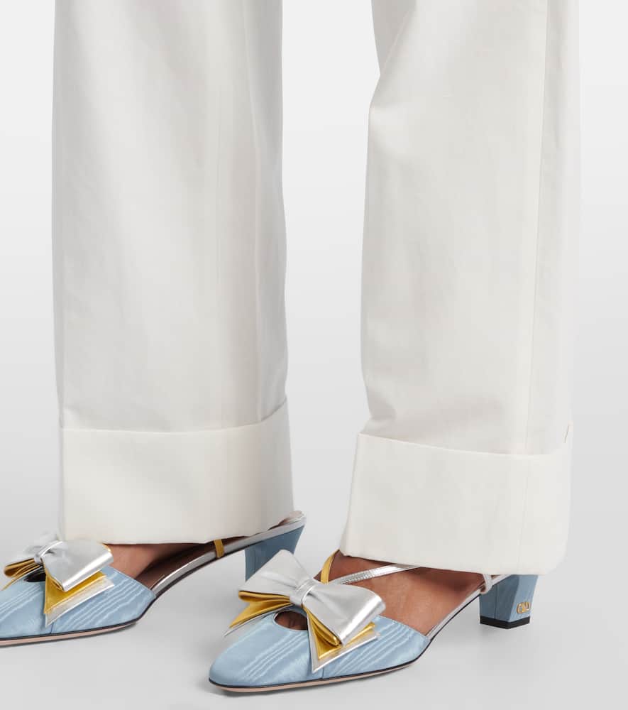 High-rise cotton and linen straight pants
