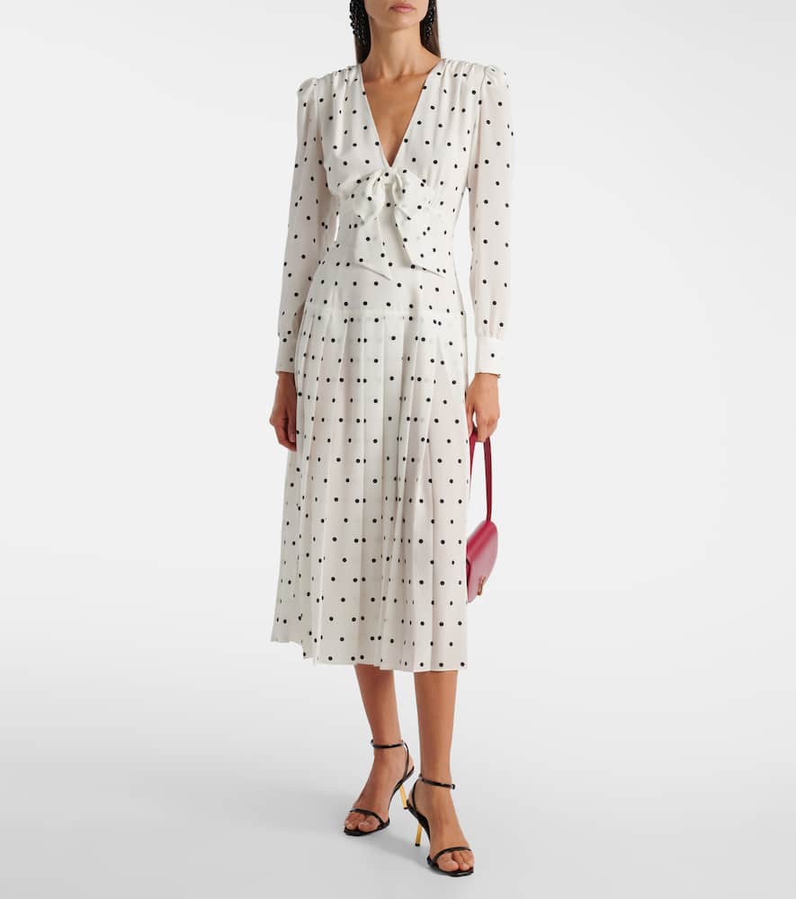 Polka-dot silk midi dress