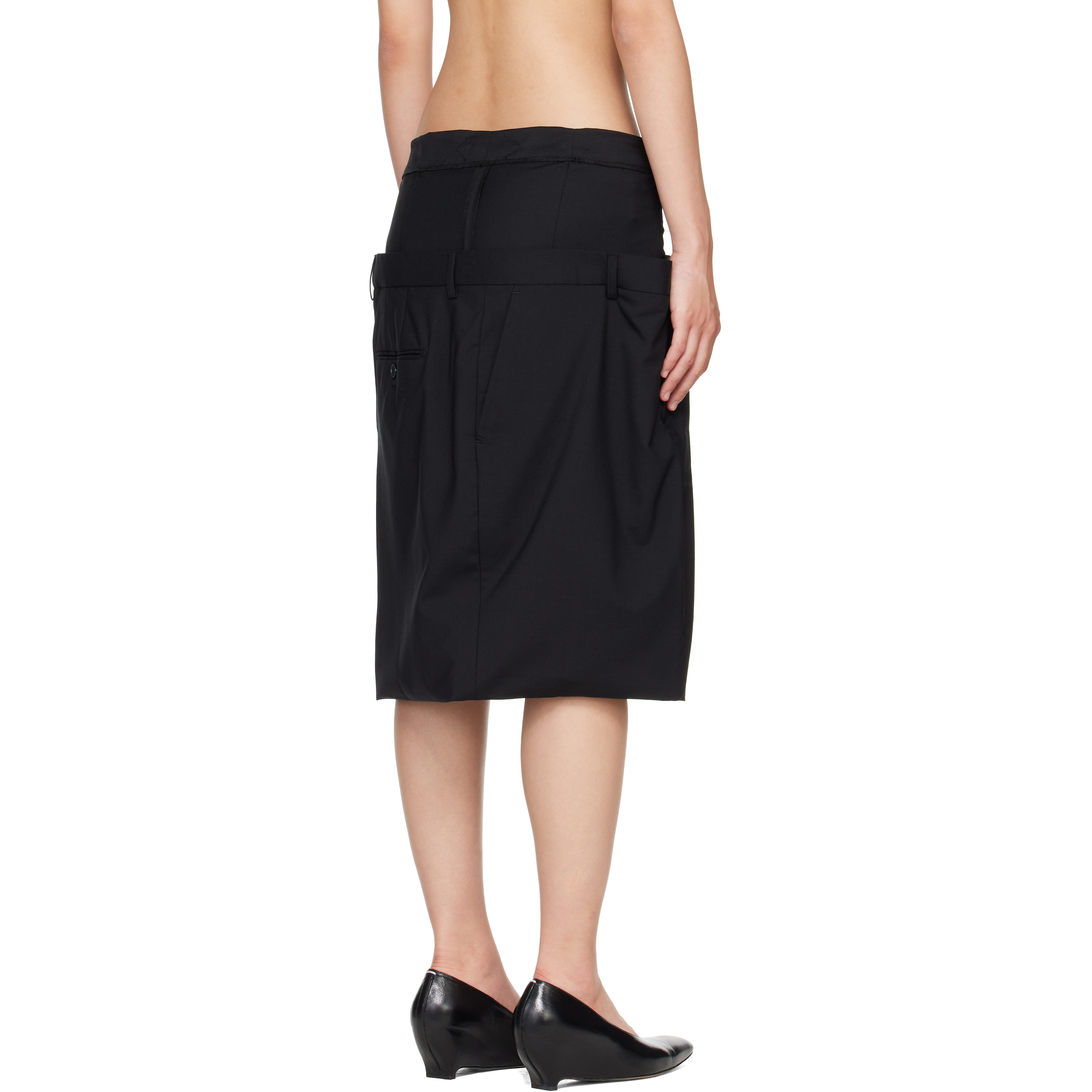 Black ISO Layered Midi Skirt