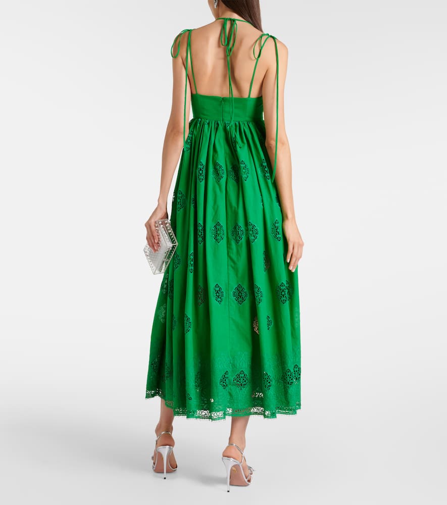 Embroidered cotton-blend midi dress