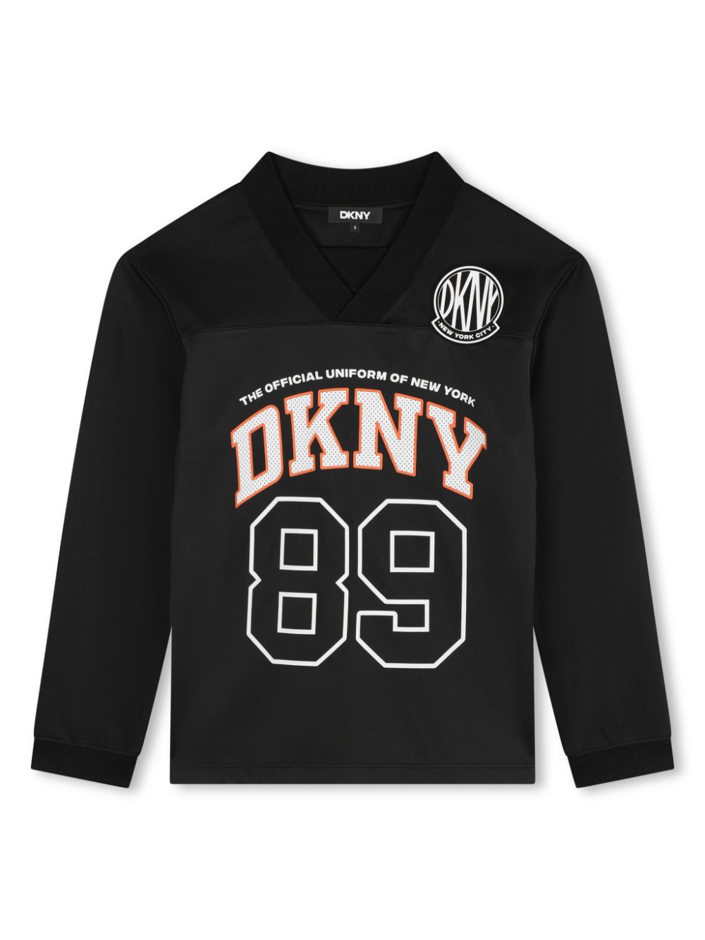 Logo-print V-neck long-sleeve T-shirt - Black