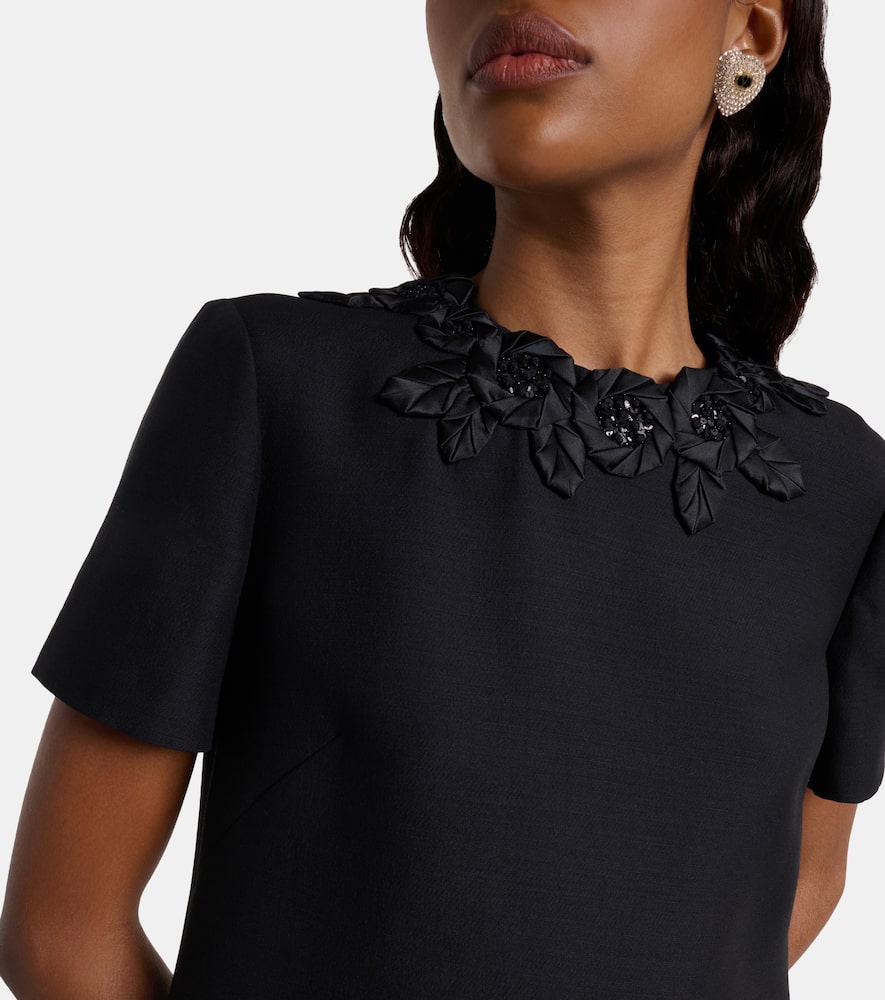 Embellished wool and silk minidress