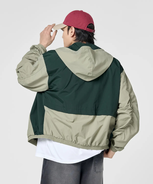 Side Seam Cut Two-Tone Windbreaker