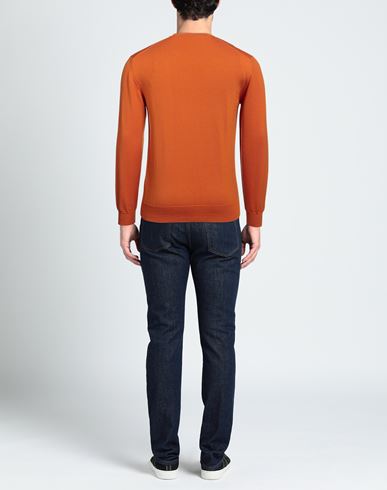 Man Sweater Orange Size 3XL Wool