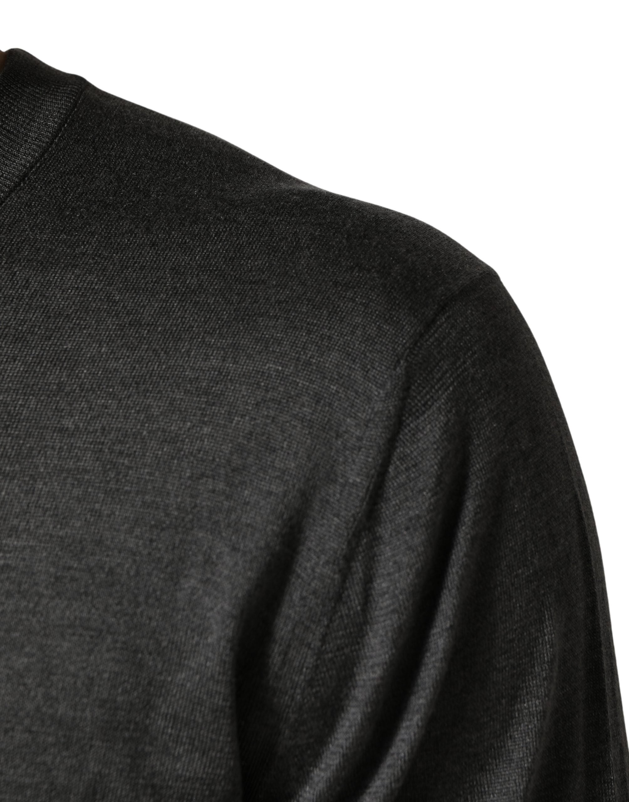 Silk Crew Neck Sweater — Gray