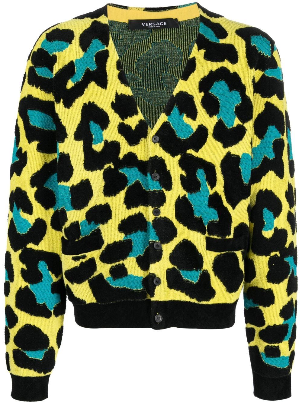 Leopard-print V-neck cardigan - Black