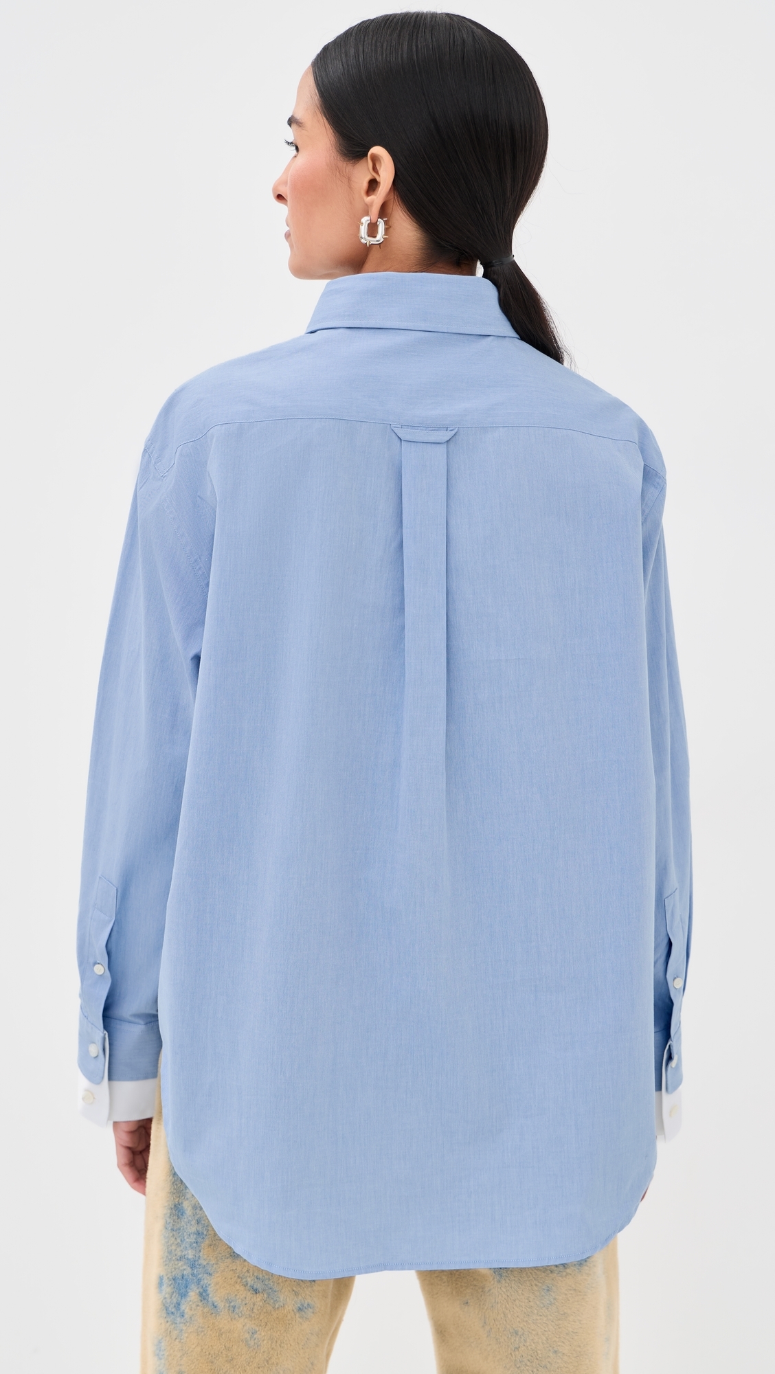 Button Down Top Light Blue/White