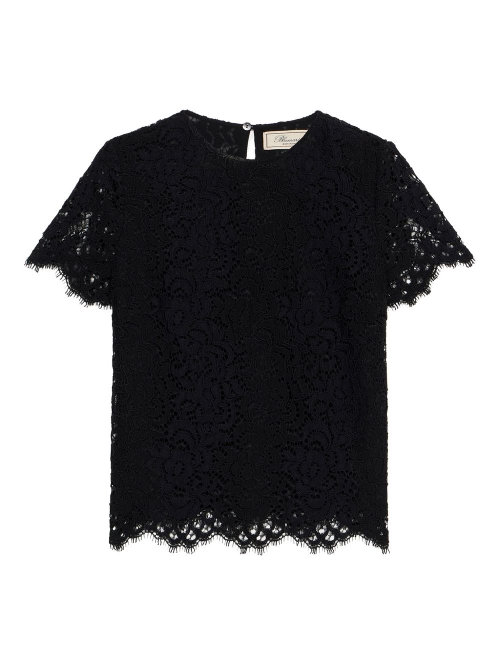 Lace-trim short-sleeve T-shirt - Black
