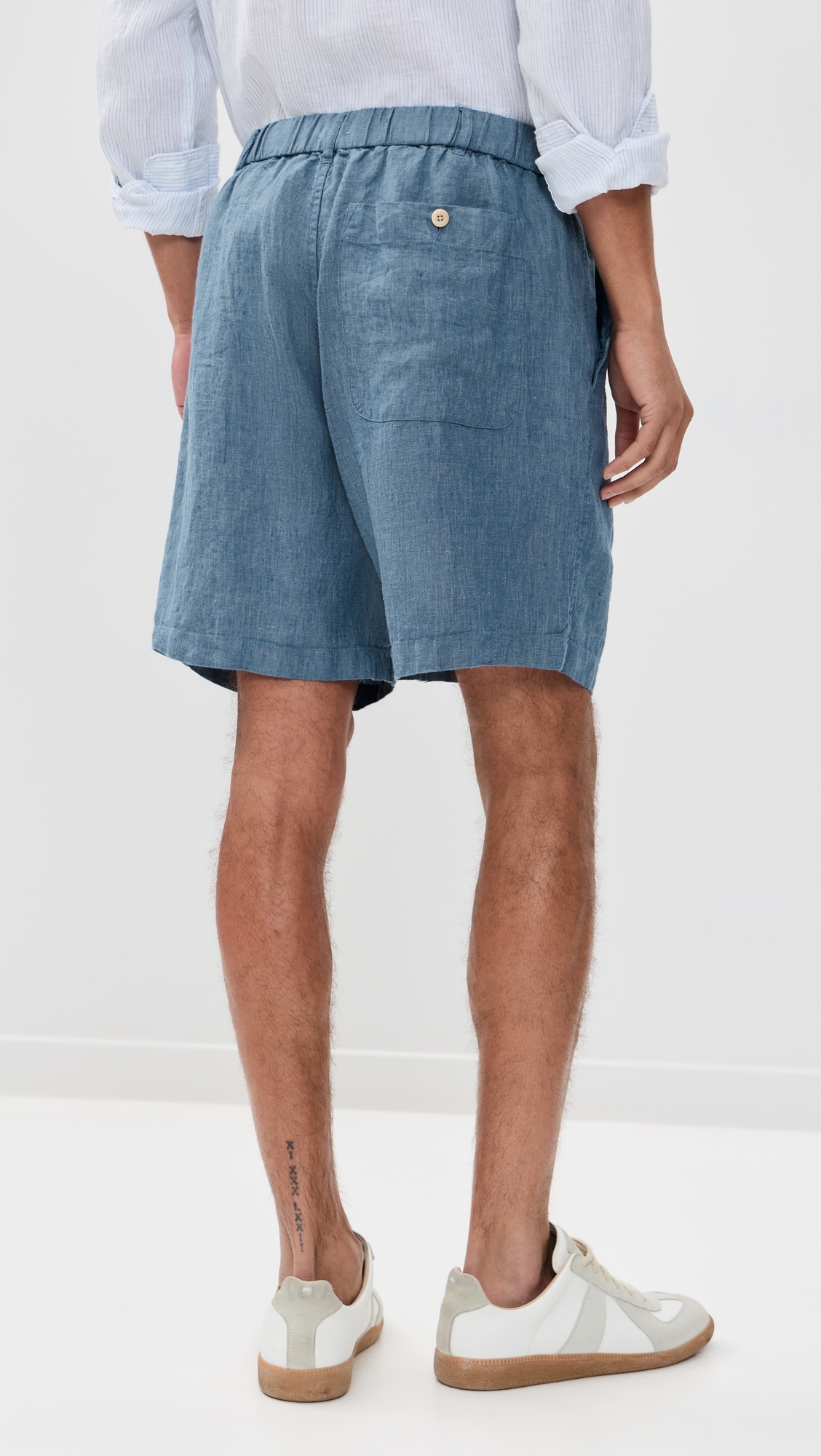 Linen Pull On Shorts Light Chambray