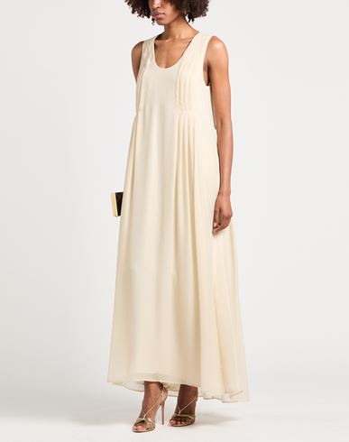 Woman Maxi dress Beige Size 8 Polyester