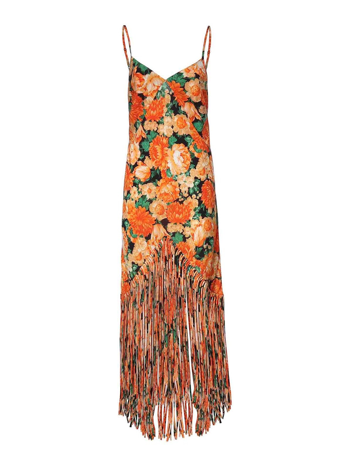 Long dress with fringing and Botanic Garden print - 38