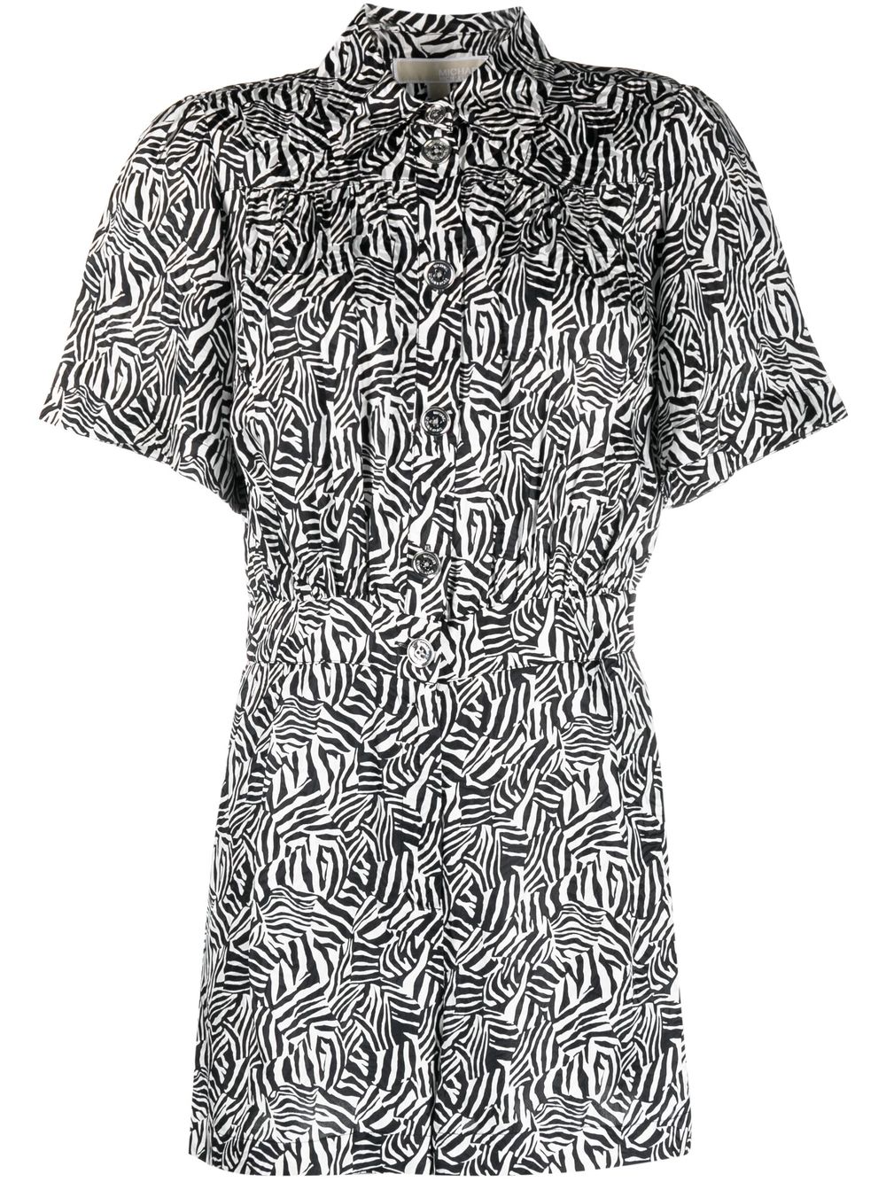 Graphic-print short-sleeve playsuit - White