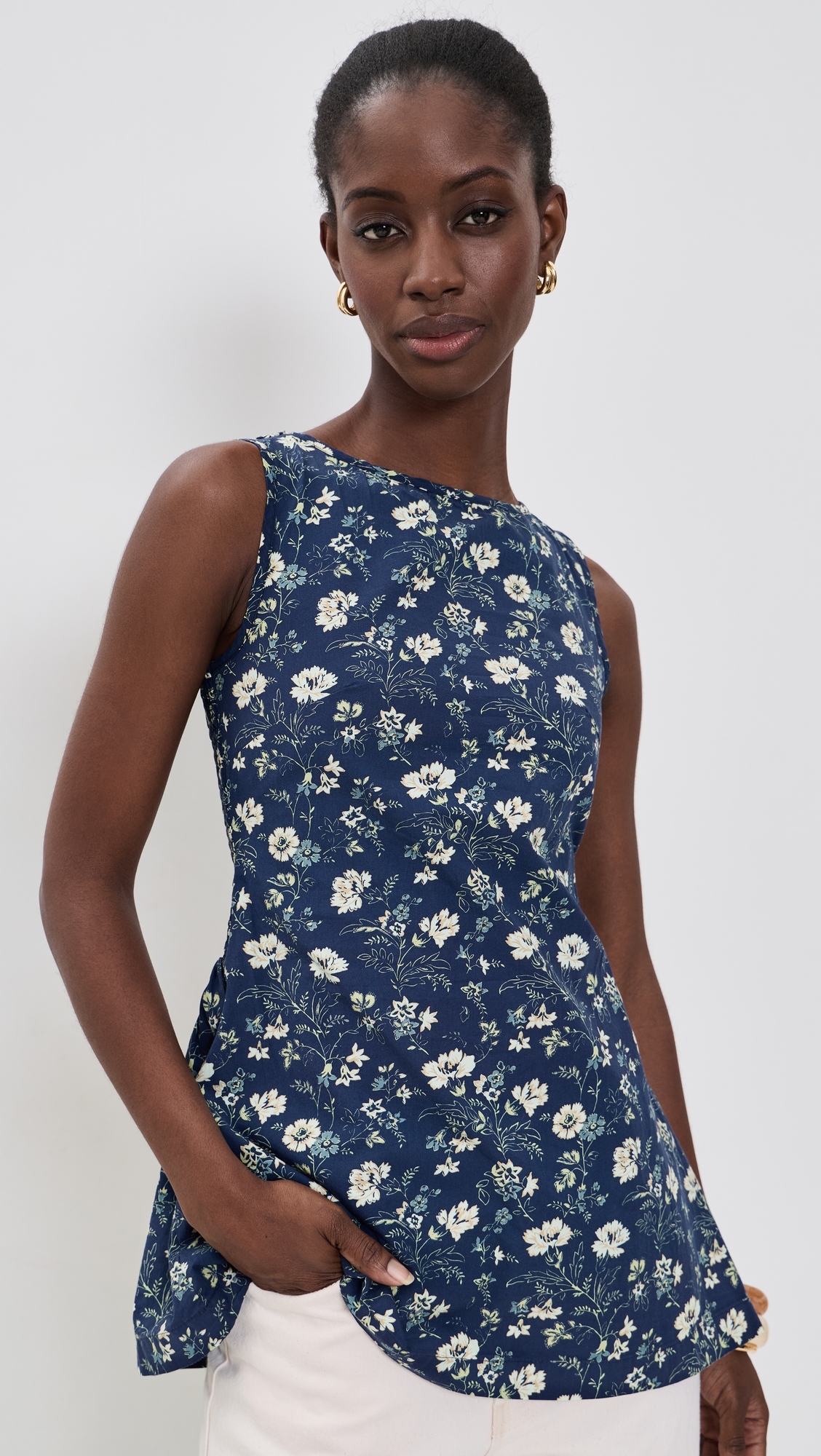 The Celine Top Indigo Chintz Floral