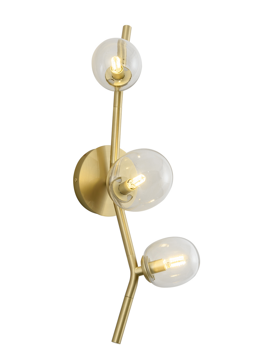Hampton 3-Light Wall Sconce in Brushed Brass With Clear Gla