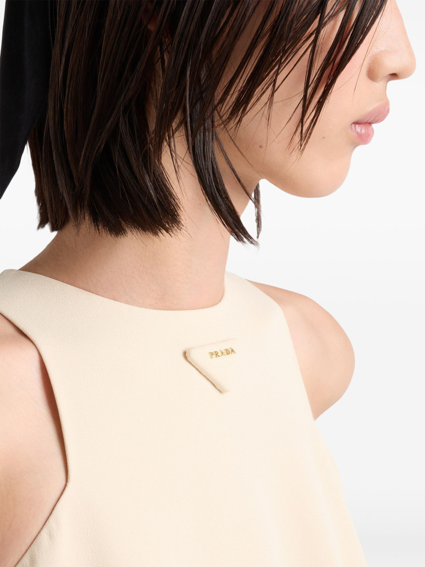 Beige Bow Detailing Short Dress
