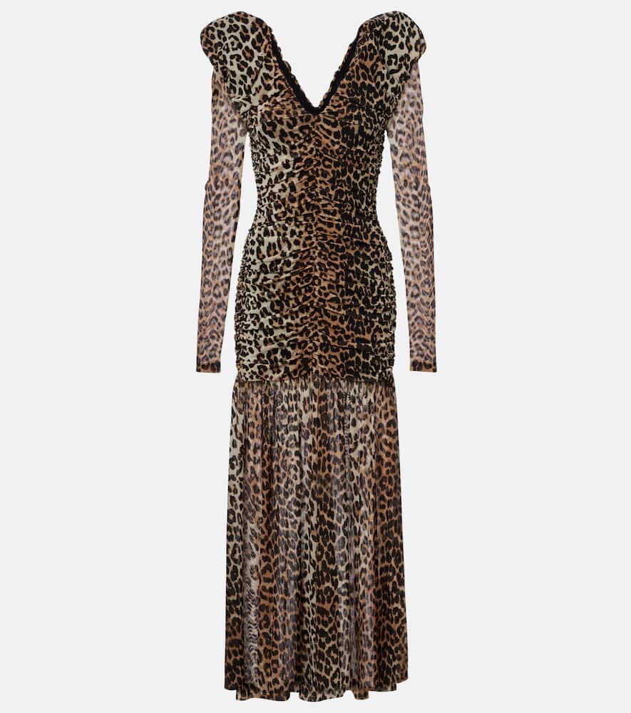 Leopard-print cloqué maxi dress
