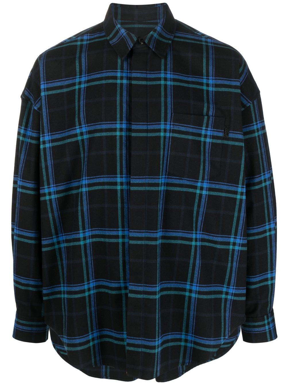 Checked chest-pocket shirt - Blue