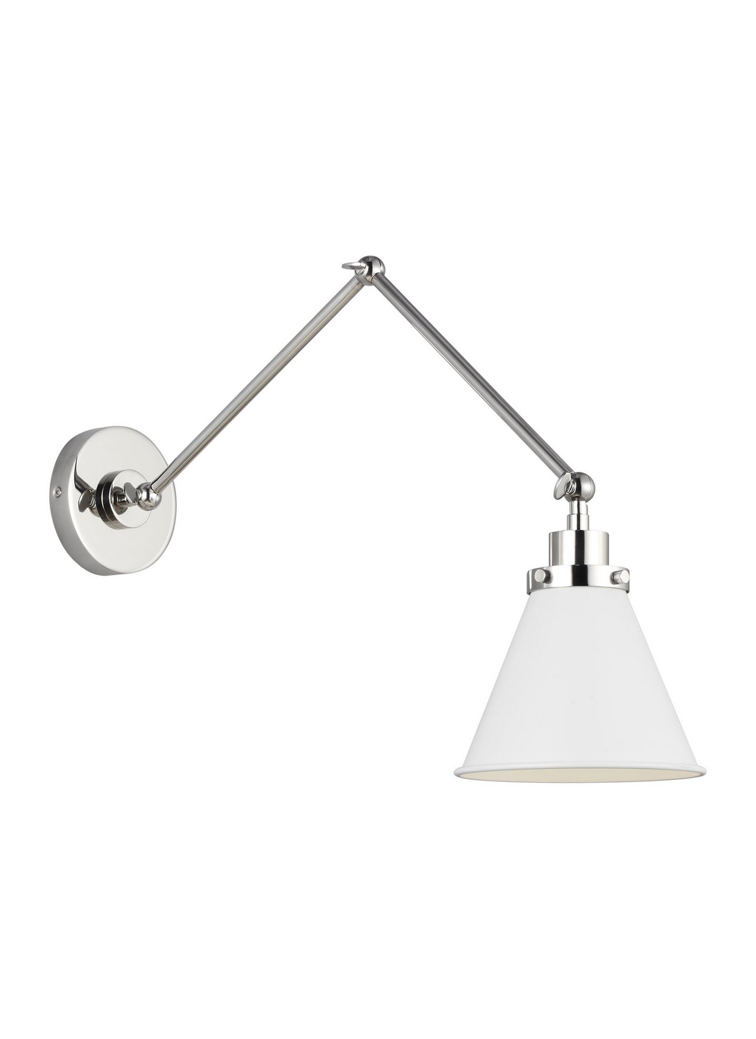 Visual Comfort Studio Wellfleet Wall Sconce in Matte White And Polished Nickel by Chapman & Myer