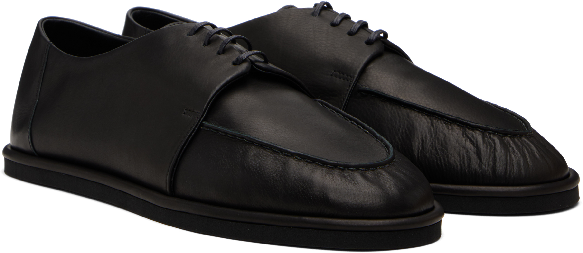 Black Leather Lace-Up Oxford