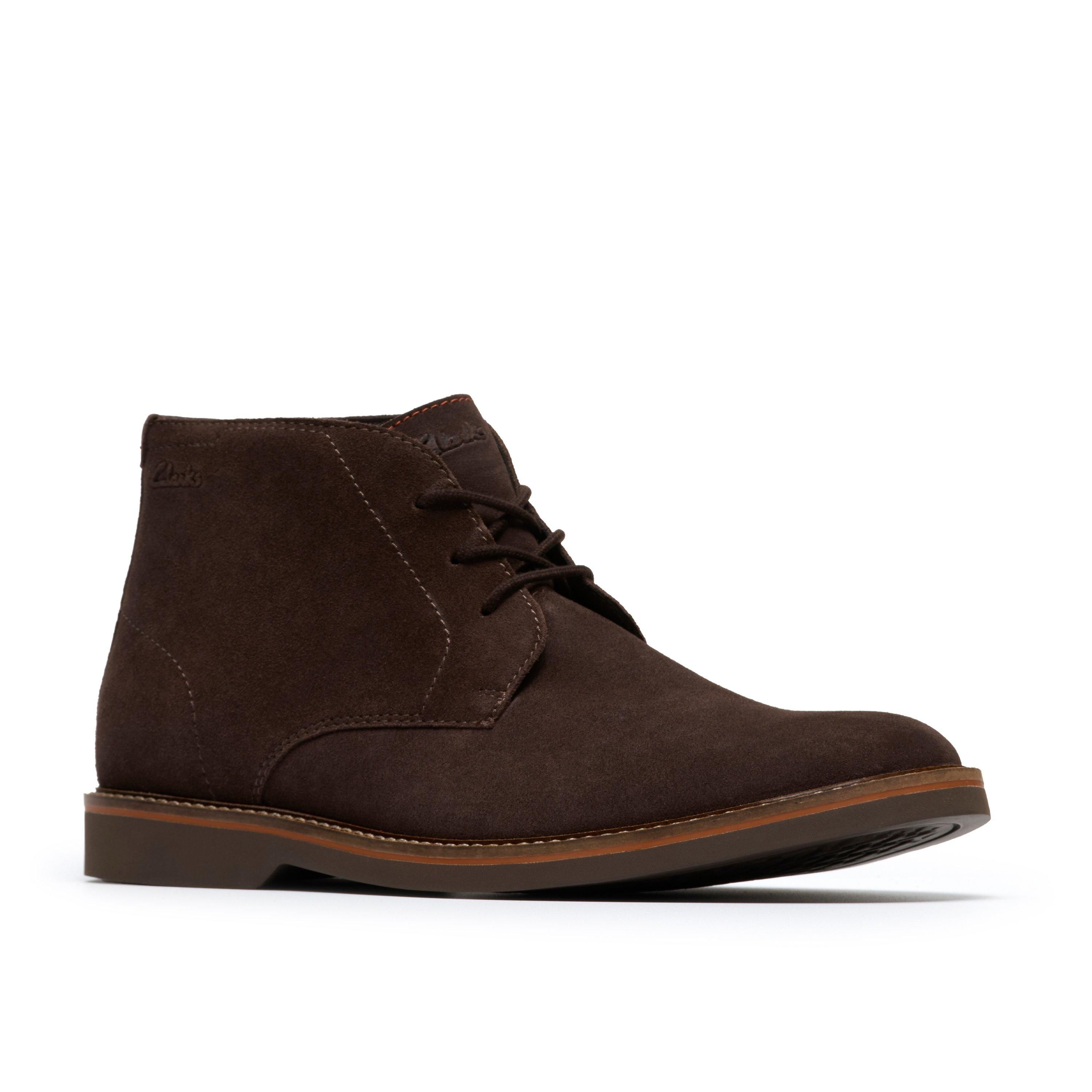 Clarks Atticuslt Mid Dark Brown Suede Ankle Boot