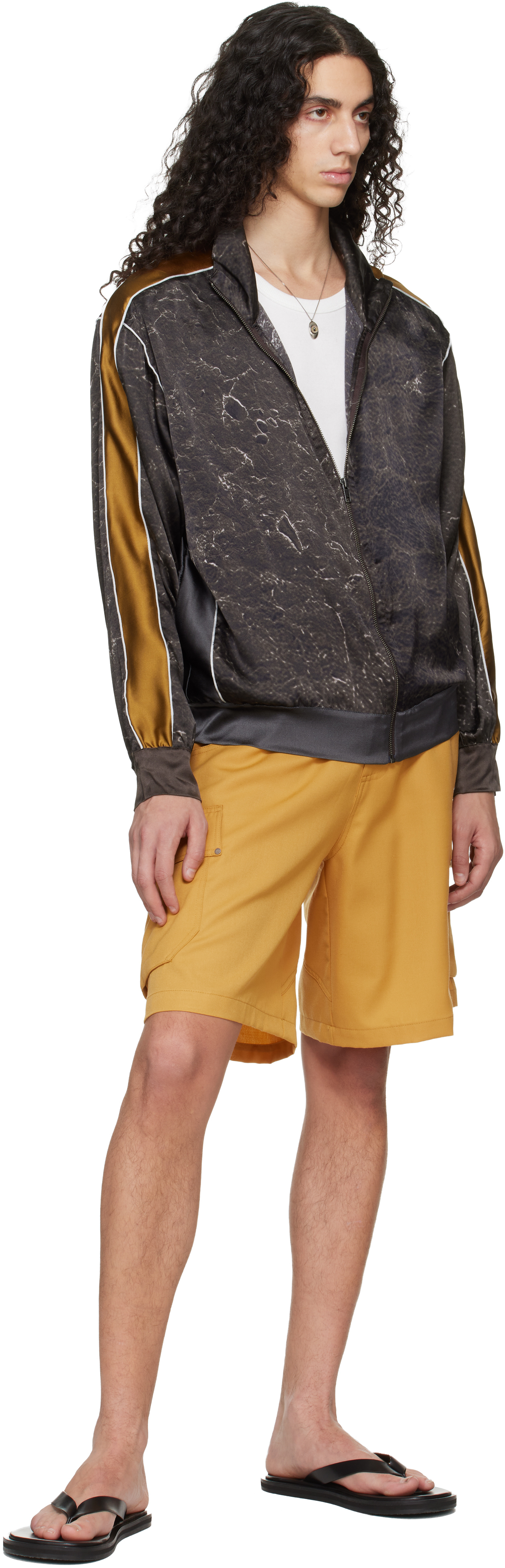 Brown Satin Silk Football Track Jacket