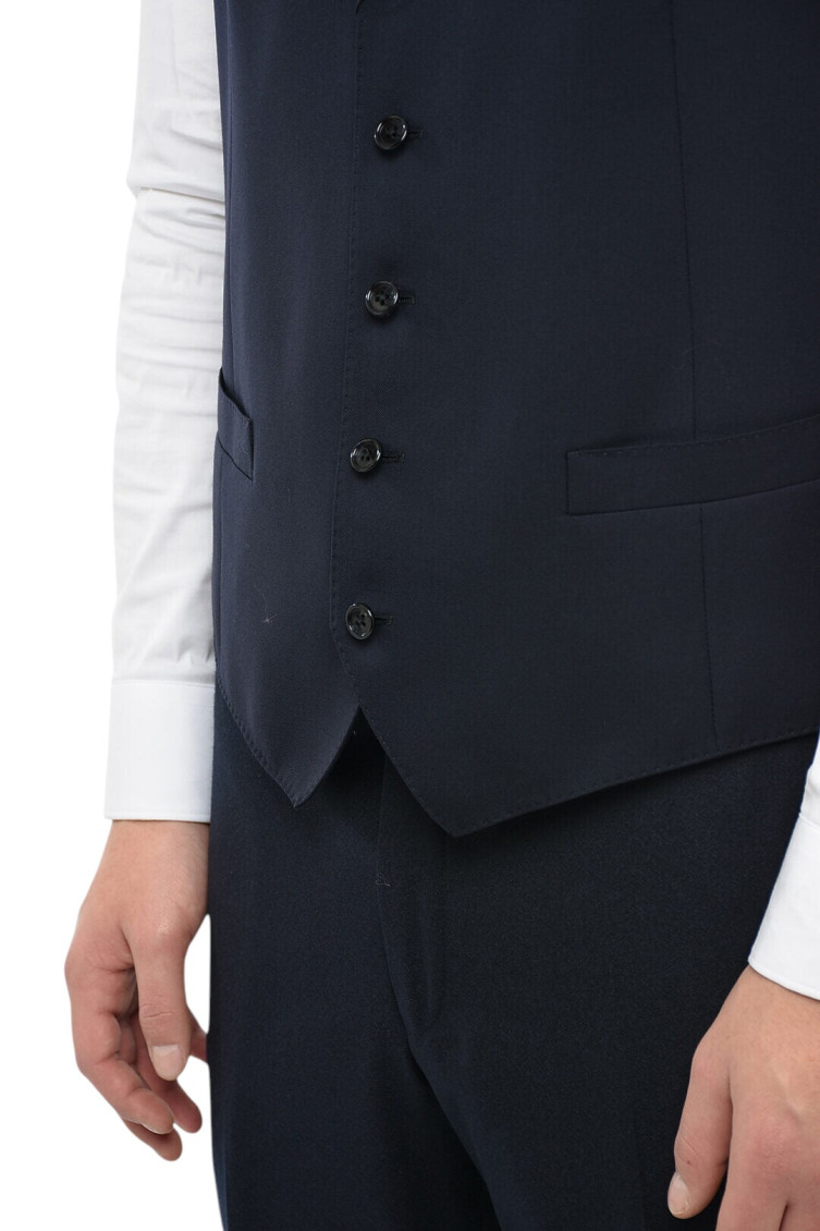 Blue Single Breasted Waistcoat