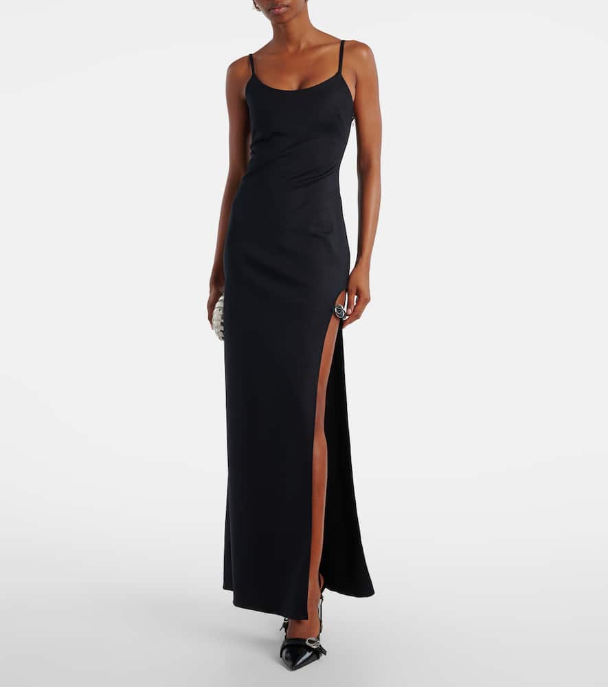 Garter cotton-blend jersey maxi dress